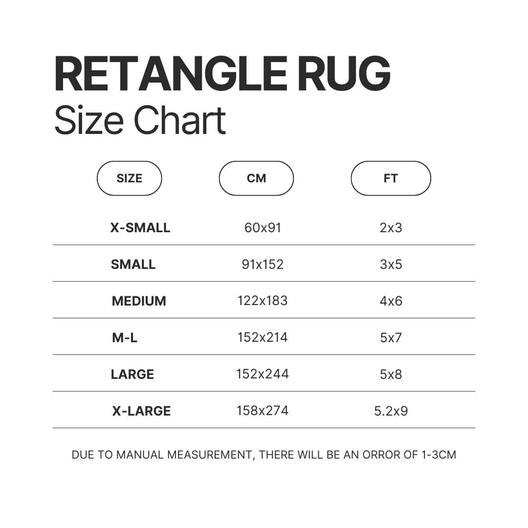 Retangle Rug Size Chart - Code Geass Shop